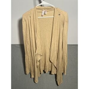Planet Motherhood Women's Tan Speckled Drape Front Cardigan Sweater Size M